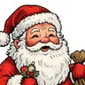 Illustration: der lachende Weihnachtsmann mit roter Mütze und weißem Bart